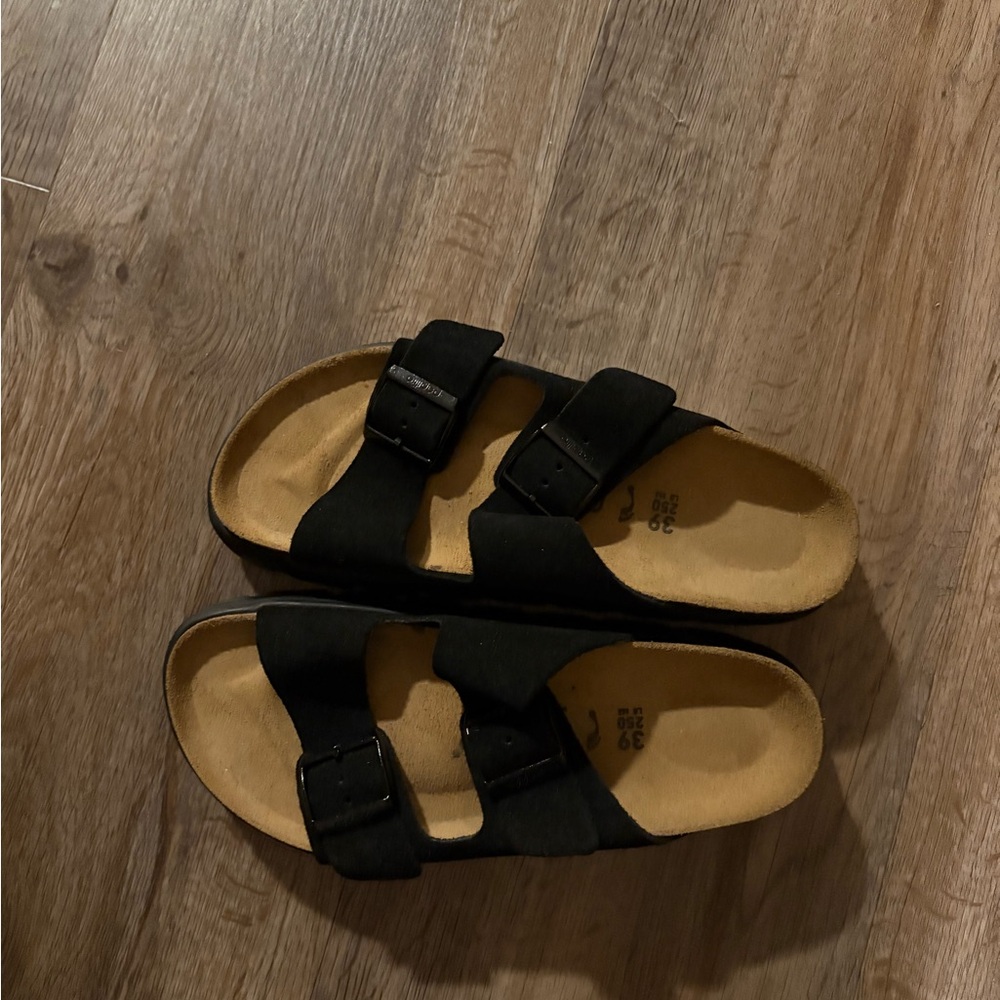 Birkenstock Papilio Arizona Chunky Black Suede Double Strap Sandals